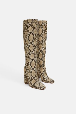 HEELED SNAKESKIN PRINT BOOTS - SHOES-WOMAN-NEW COLLECTION | ZARA United States