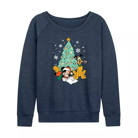 Disney's Mickey Mouse and Pluto Women's Christmas Tree Slouchy Graphic Sweatshirt