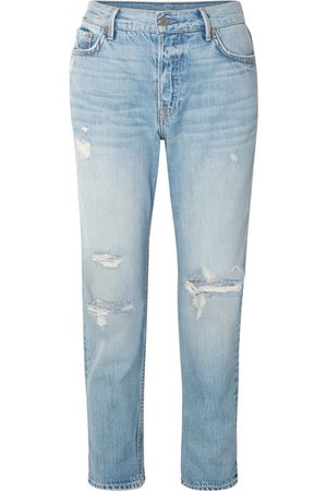 GRLFRND | Olivia schmale Boyfriend-Jeans in Distressed-Optik | NET-A-PORTER.COM