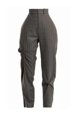 *clipped by @luci-her* Charles Jeffrey Loverboy - High Rise Pinstripe Wool Trousers - Womens - Grey