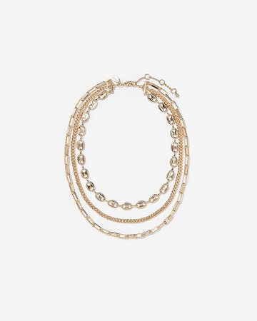 Three Row Layered Chain Necklace