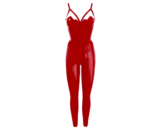 Atsuko Kudo | Plain Restricted ZigZag Cup Catsuit in Cherry Red (Dei5 Edit)