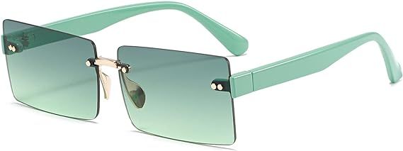 Przene Rimless Sunglasses for Women Men Vintage Rectangle Frameless UV Protection Sunies