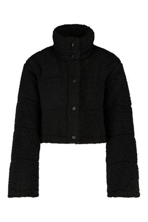 Crop Fleece Oversized Puffer Jacket | Boohoo