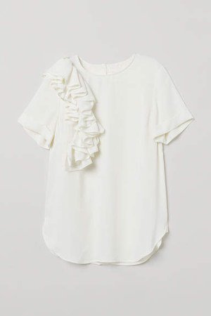 Blouse with Flounce - White