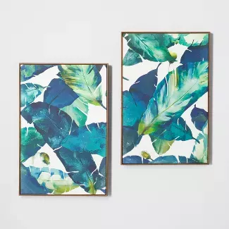 Tropical Palm 2pk Framed Wall Canvas Blue 23.2"x 35.2" - Opalhouse™ : Target