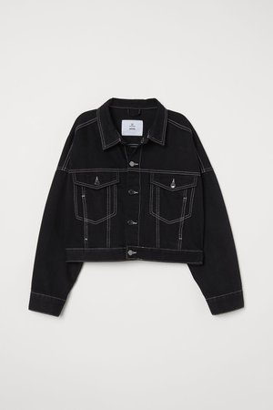 Short Denim Jacket - Black/white - | H&M US