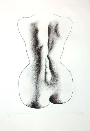Giacomo Porzano Woman Nude from the back - Original Etching by Giacomo Porzano - 1972 1972
