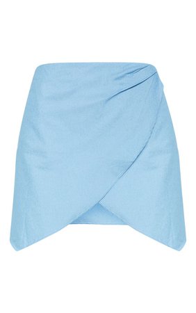 Light Wash Chambray Wrap Over Skirt | Denim | PrettyLittleThing