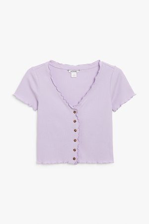 Lettuce hem top - Purple - T-shirts - Monki WW