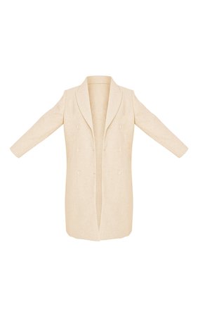 Plus Cream Shoulder Padded Wool Look Coat | PrettyLittleThing USA
