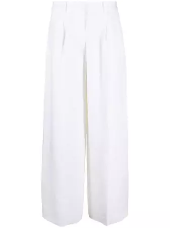 Theory high-waisted Linen Trousers pants - Farfetch