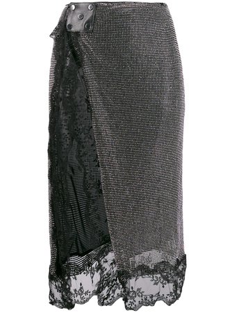 Metallic & black Christopher Kane crystal mesh skirt - Farfetch