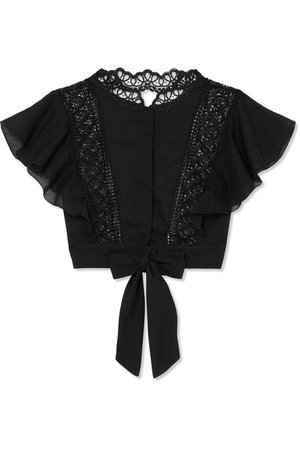 Charo Ruiz | Tirsa open-back crocheted lace-paneled cotton-blend top | NET-A-PORTER.COM