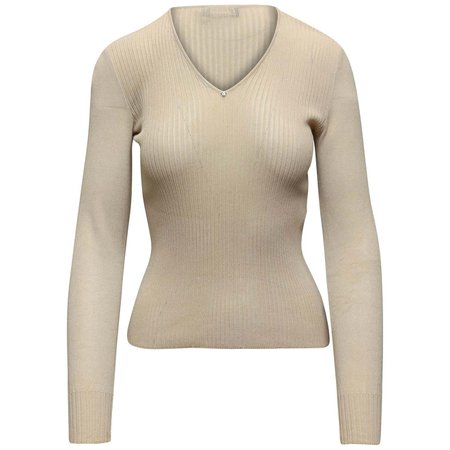 Gianni Versace Cream Rib Knit Sweater