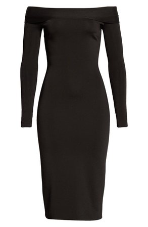 Victoria Beckham Foldover Off the Shoulder Long Sleeve Body-Con Dress | Nordstrom