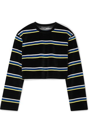 alexanderwang.t | Cropped striped cotton-blend velour top | NET-A-PORTER.COM