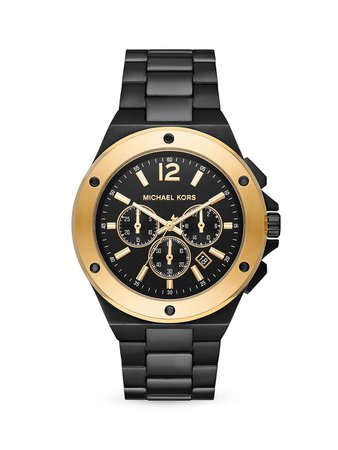 Shop Michael Kors Lennox Chronograph Black-Tone Stainless Steel Watch | Saks Fifth Avenue