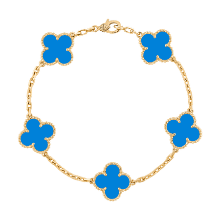 Vintage Alhambra bracelet, 5 motifs Yellow gold, Agate - Van Cleef & Arpels