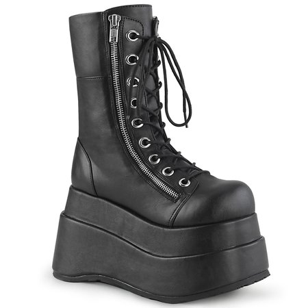 DEMONIA "Bear-265" Knee-high Boots - Black Vegan Leather – Demonia Cult