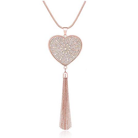 Amazon.com: MOLOCH Long Necklaces for Woman Disk Circle Pendant Necklaces Tassel Fringe Necklace Set Statement Pendant (Gold): Clothing