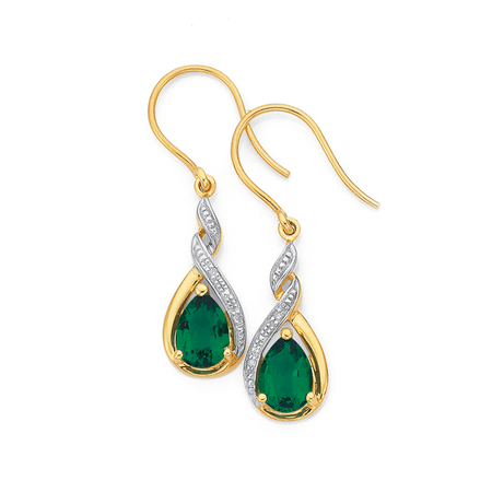 gold emerald earrings