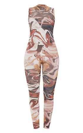 Chocolate Print High Neck Sleeveless Jumpsuit | PrettyLittleThing USA