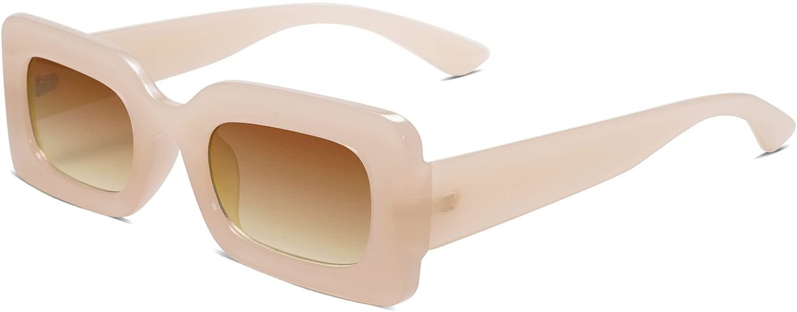 Amazon.com: SOJOS Retro 90s Nude Rectangle Sunglasses For Women Trendy Chunky Glasses Beige Frame Brown Lens : Clothing, Shoes & Jewelry