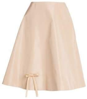 Women's Double Silk A-Line Skirt - Sand - Size 38 (2)