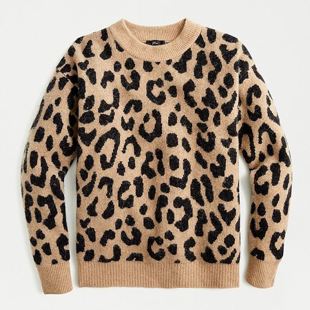 J.Crew: Crewneck Leopard Print Sweater In Supersoft Yarn