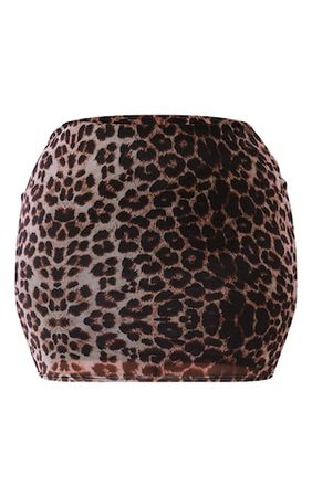 Plus Brown Leopard Mesh Skirt | Plus Size | PrettyLittleThing USA
