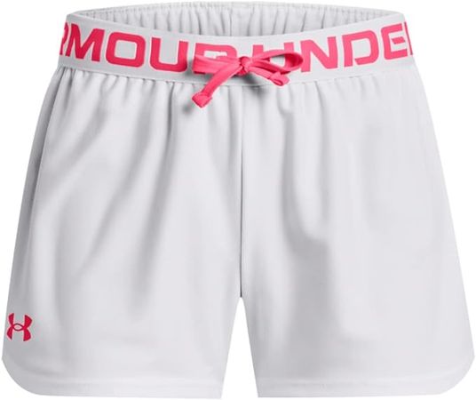 Amazon.com: Under Armour Girls Play Up Solid Shorts , (100) White / Pink Shock / Pink Shock , Youth X-Small : Clothing, Shoes & Jewelry