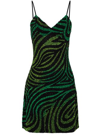 Shop black & green Ashish zebra-stripe sequin-embellished mini dress with Afterpay - Farfetch Australia