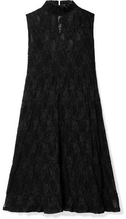 Tiered Lace Mini Dress - Black