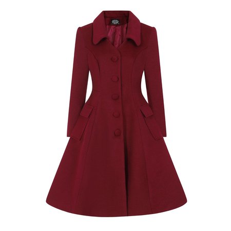 Wine Red Burgundy Vintage Inspired Classic Swing Coat - Pretty Kitty Fashion