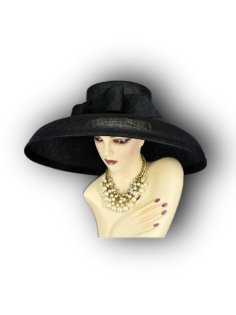 black retro Audrey Hepburn sun hat