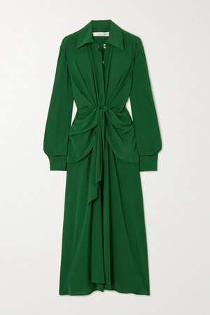 Victoria Beckham | Knotted silk crepe de chine midi dress | NET-A-PORTER.COM