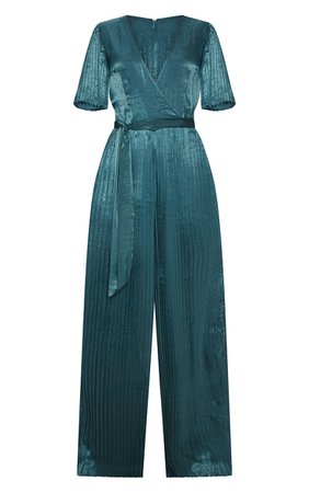 Emerald Green Pleated Jumpsuit | PrettyLittleThing USA