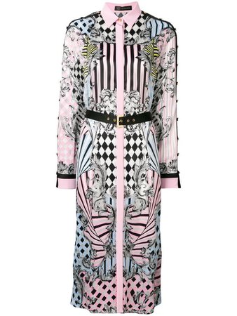 Versace Harlequin print shirt dress - Neutrals