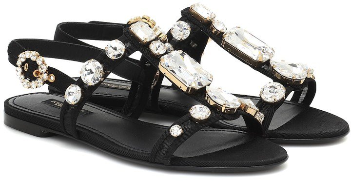 Crystal-embellished suede sandals