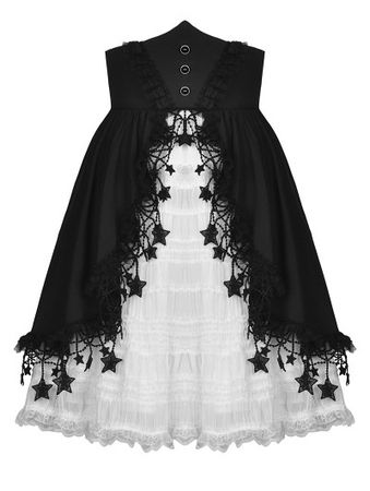 Dark in Love Black and White Lolita Frilly Star High Waist Short Skirt - DarkinCloset.com