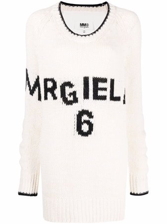 MM6 Maison Margiela oversized logo-intarsia jumper - FARFETCH