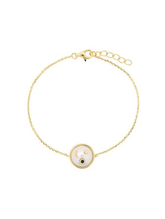 Gold Eshvi Star And Moon Pearl Charm Bracelet | Farfetch.com