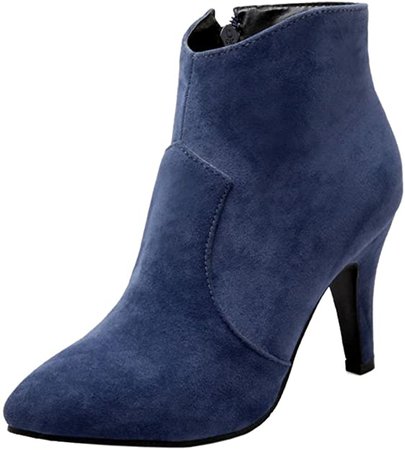KemeKiss Women Fashion Pointy High Heel Booties Ankle High Winter Short Boots (35 EU, Blue): Amazon.ca: Shoes & Handbags