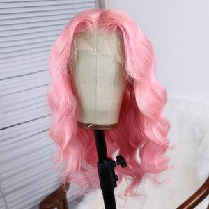 (1) Bargain Products Preferred Human Hair Pink Lace Front Wig Red Body Wav – preferredhair