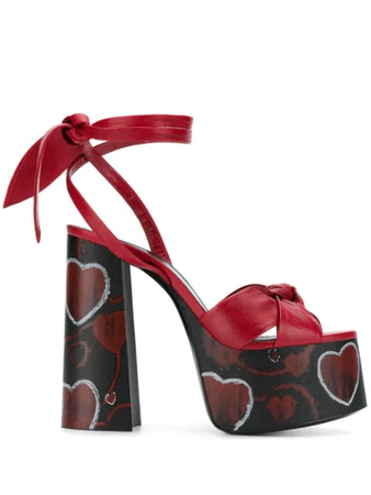 red heart platform heels