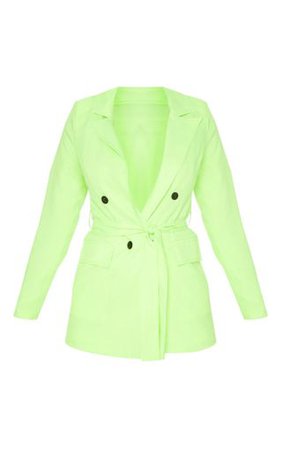 Neon Lime Longline Blazer | Coats & Jackets | PrettyLittleThing