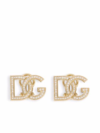 Shop Dolce & Gabbana 18kt yellow gold logo sapphire clip-on earrings with Express Delivery - FARFETCH