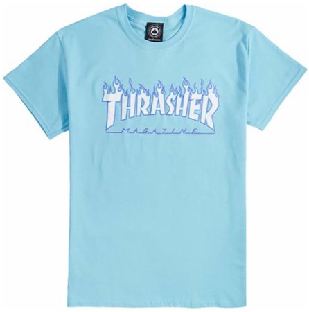 TNNOVELTY Thrasher Magazine Flame Sky Blue with Purple White Men's Short Sleeve T-Shirt