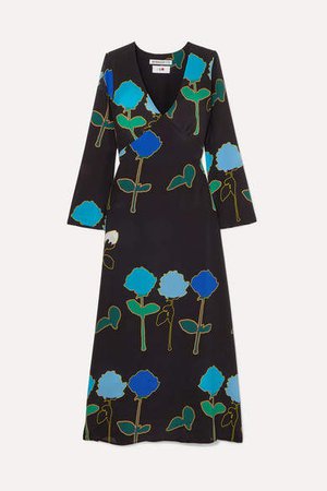 Bernadette BERNADETTE - Floral-print Silk Crepe De Chine Midi Dress - Black